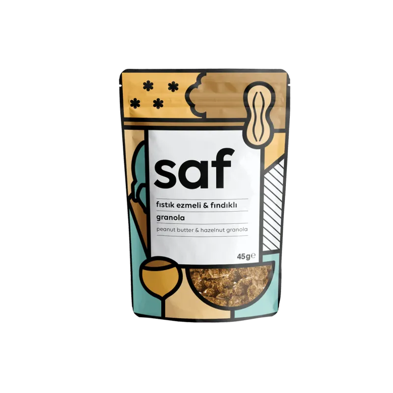 Saf Fıstık Ezmeli & Fındıklı Granola 45 Gr